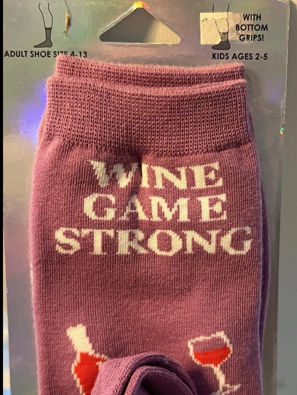 Wine Game Me And Mini Unisex Novelty Socks, Adult Shoe Sz 4-13, Kids Age 2-5